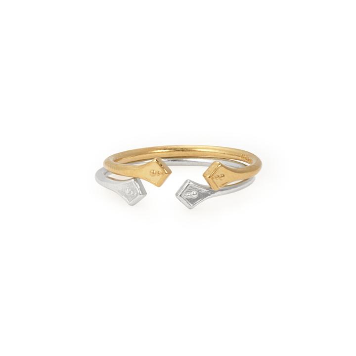 Alex And Ani Diamond Flare Set Of 2 Adjustable Rings, 14kt Gold Plated