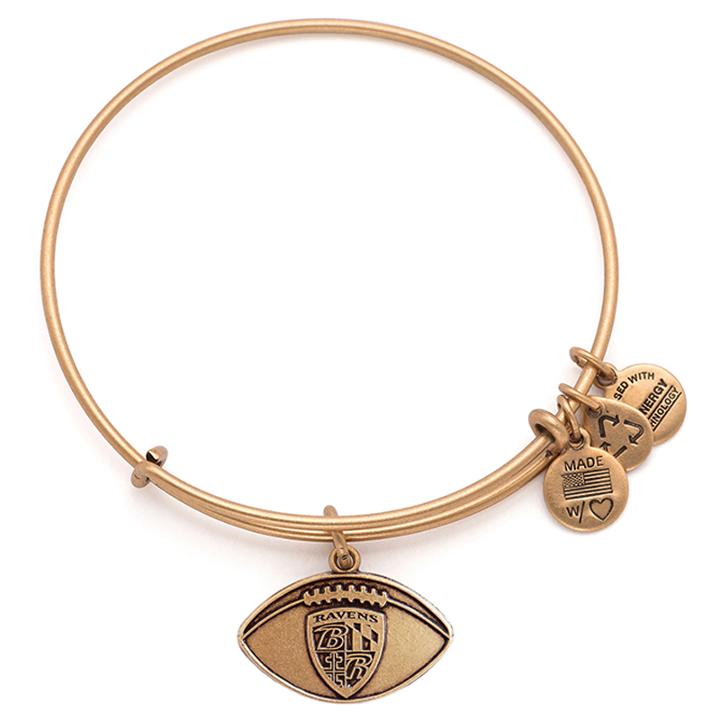 Alex And Ani Baltimore Ravens Football Charm Bangle, Rafaelian Gold Finish