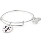 Alex And Ani Sigma Kappa Color Infusion Charm Bangle, Shiny Silver Finish