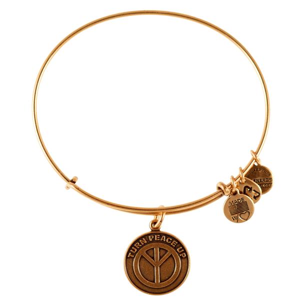 Alex And Ani Turn Peace Up Charm Bangle, Rafaelian Gold Finish