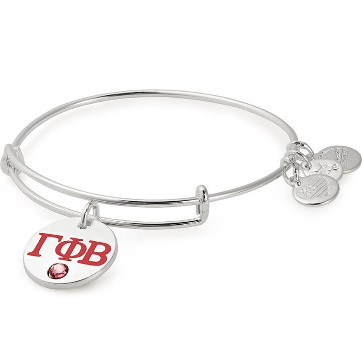 Alex And Ani Gamma Phi Beta Color Infusion Charm Bangle, Shiny Silver Finish