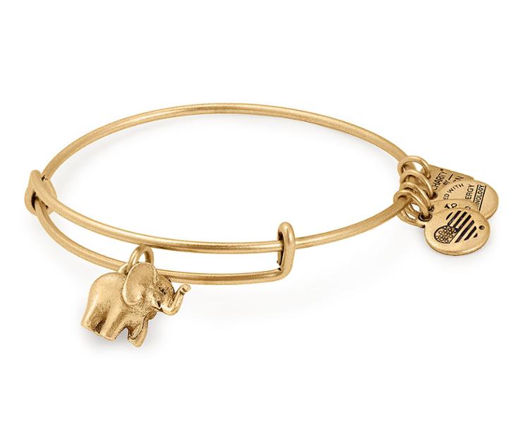 Alex And Ani Elephant Charm Bangle Friends Of Jaclyn Foundation, Rafaelian Gold Finish