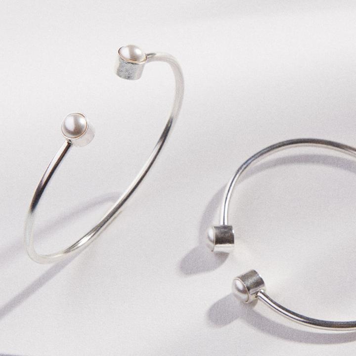 Alex And Ani White Sea Sultry Cuff With Swarovski  Crystal Pearls, Sterling Silver