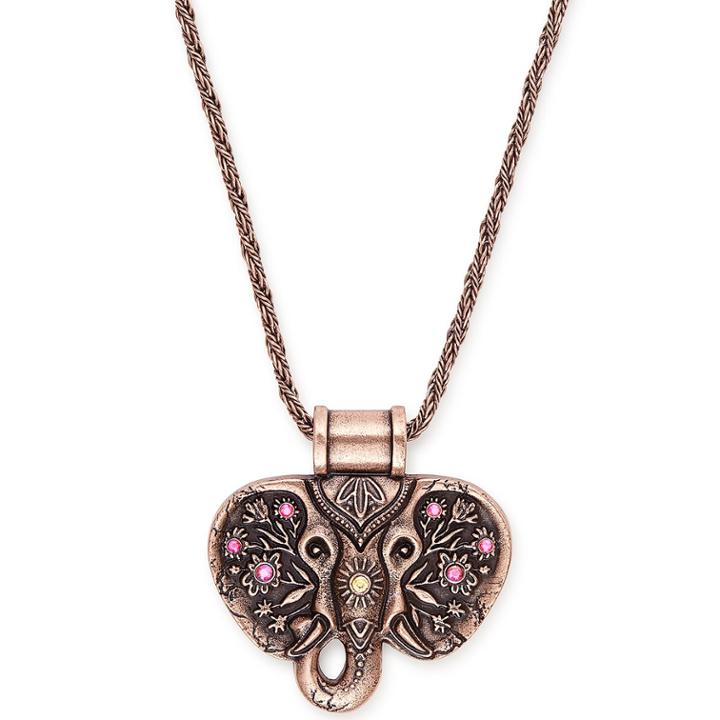 Alex And Ani Elephant Adjustable Statement Necklace, Rafaelian Rose Gold Finish