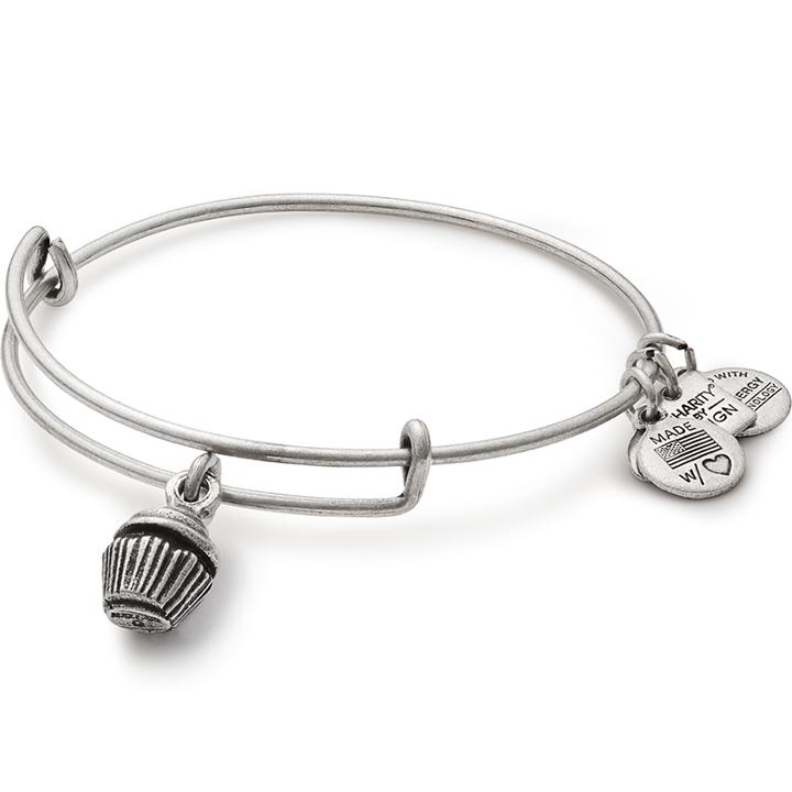 Alex And Ani Cupcake Charm Bangle Race To Erase Ms, Rafaelian Silver Finish