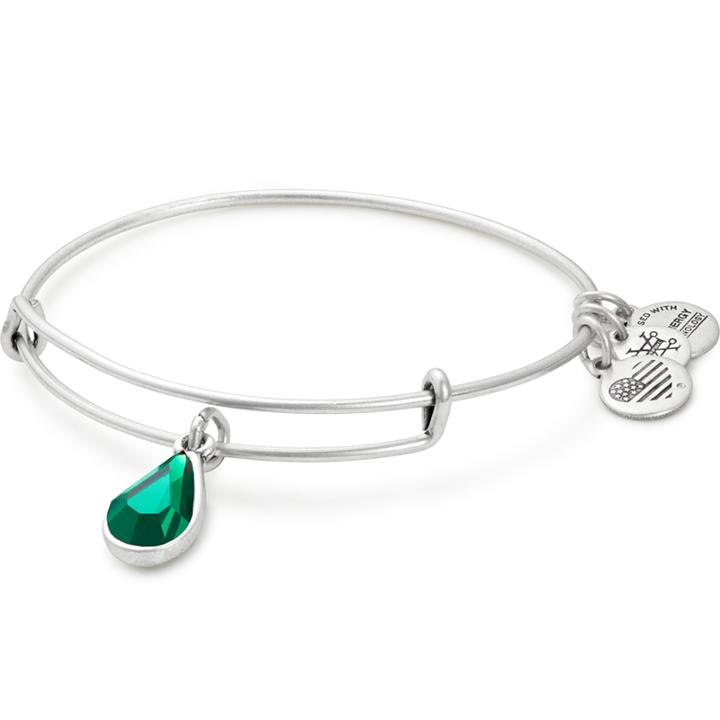 Alex And Ani May Birth Month Charm Bangle With Swarovski® Crystal, Rafaelian Silver Finish