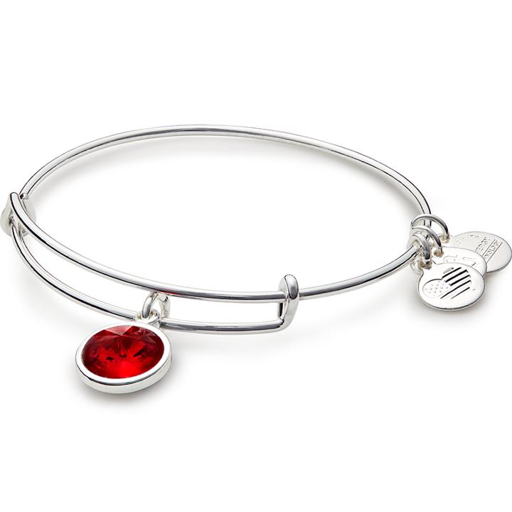 Alex And Ani July Birth Month Charm Bangle With Swarovski® Crystal, Shiny Silver Finish