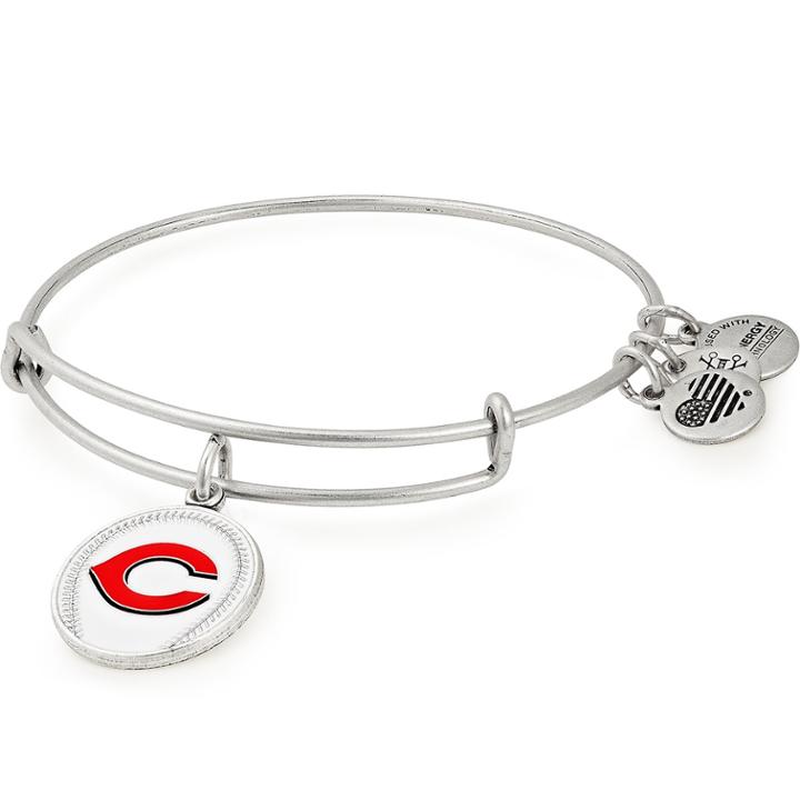 Alex And Ani Cincinnati Reds Color Infusion Charm Bangle, Rafaelian Silver Finish