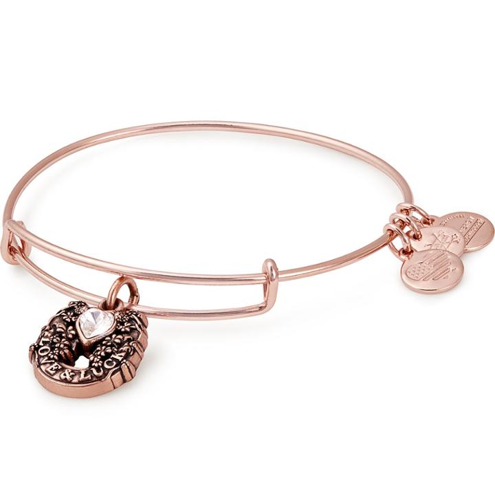 Alex And Ani Fortune's Favor Charm Bangle, Shiny Rose Gold Finish