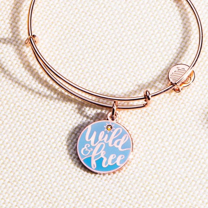 Alex And Ani Wild And Free Charm Bangle, Shiny Rose Gold Finish