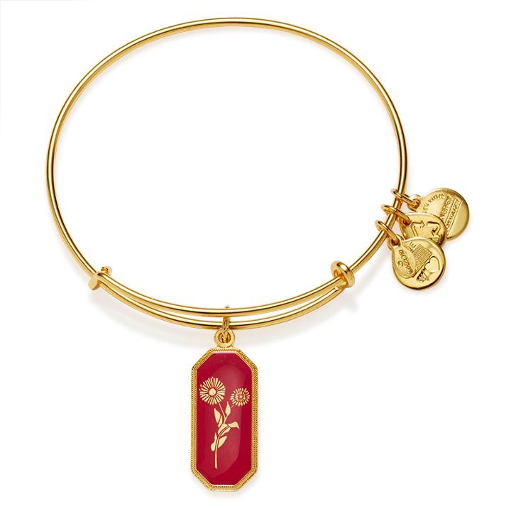 Alex And Ani Medieval Blessing Marigold Charm Bangle, Shiny Gold Finish