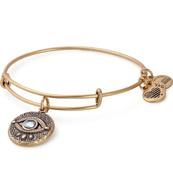 Alex And Ani Evil Eye Charm Bangle, Rafaelian Gold Finish