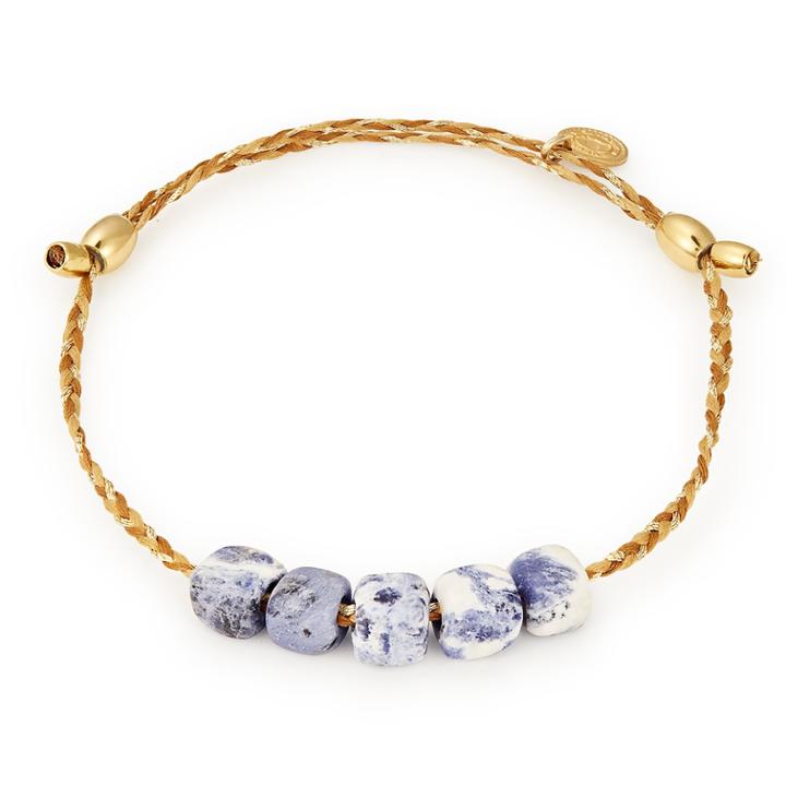 Alex And Ani Sodalite Gemstone Precious Threads Bracelet, 14kt Gold Plated