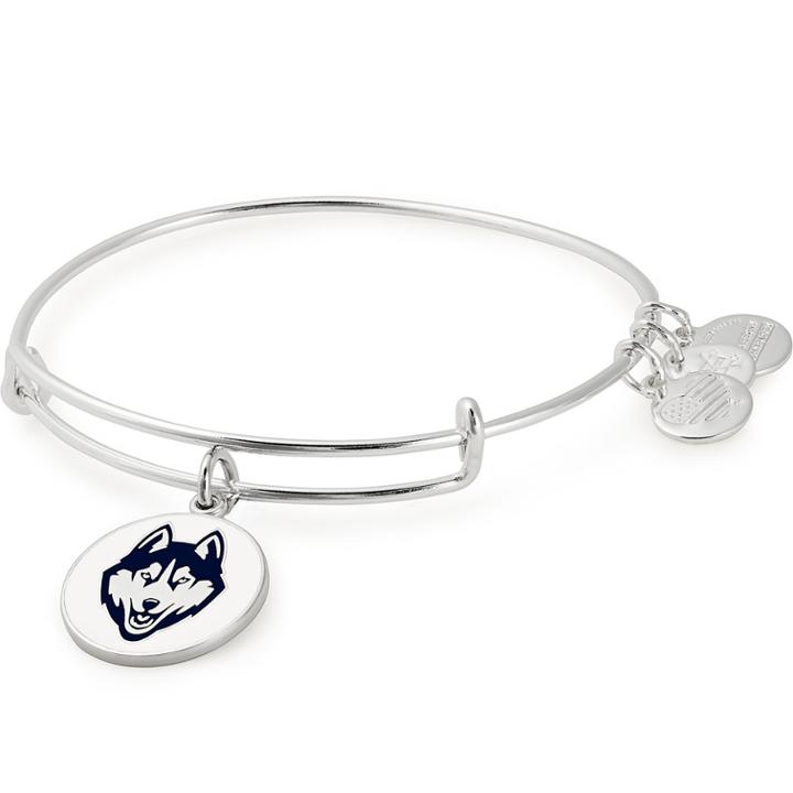 Alex And Ani University Of Connecticut Logo Color Infusion Charm Bangle, Shiny Silver Finish