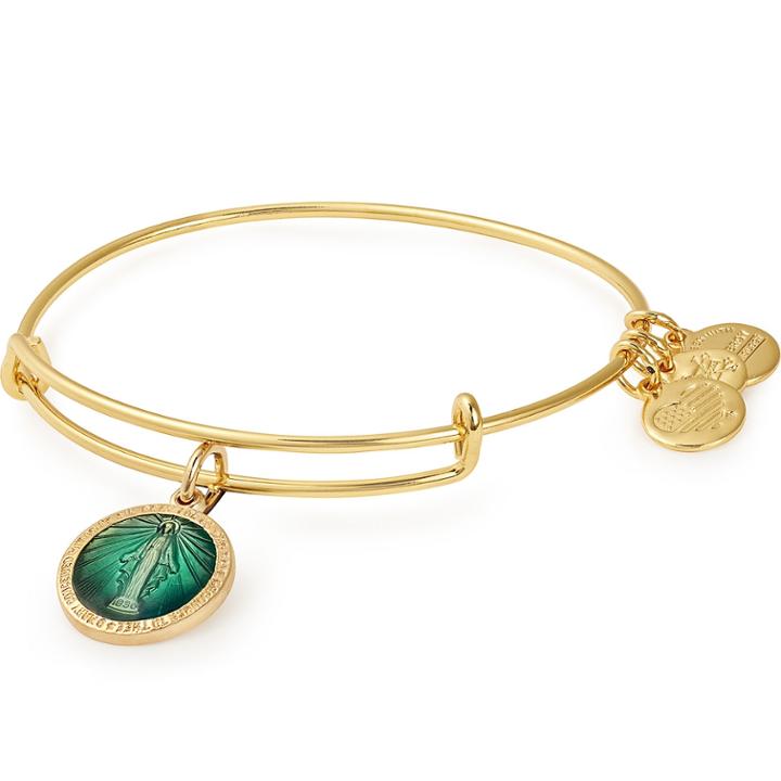 Alex And Ani Mother Mary Color Infusion Charm Bangle, Shiny Gold Finish