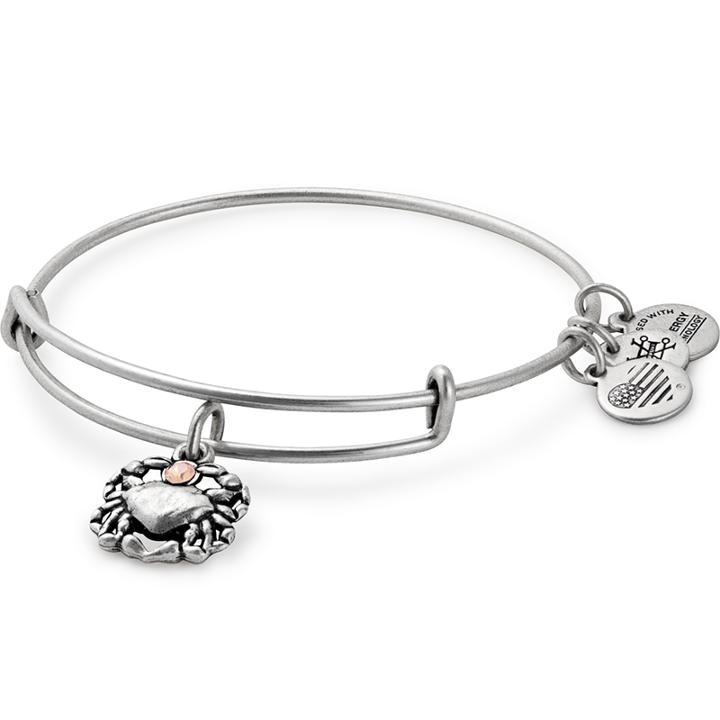 Alex And Ani Crab Charm Bangle, Rafaelian Silver Finish