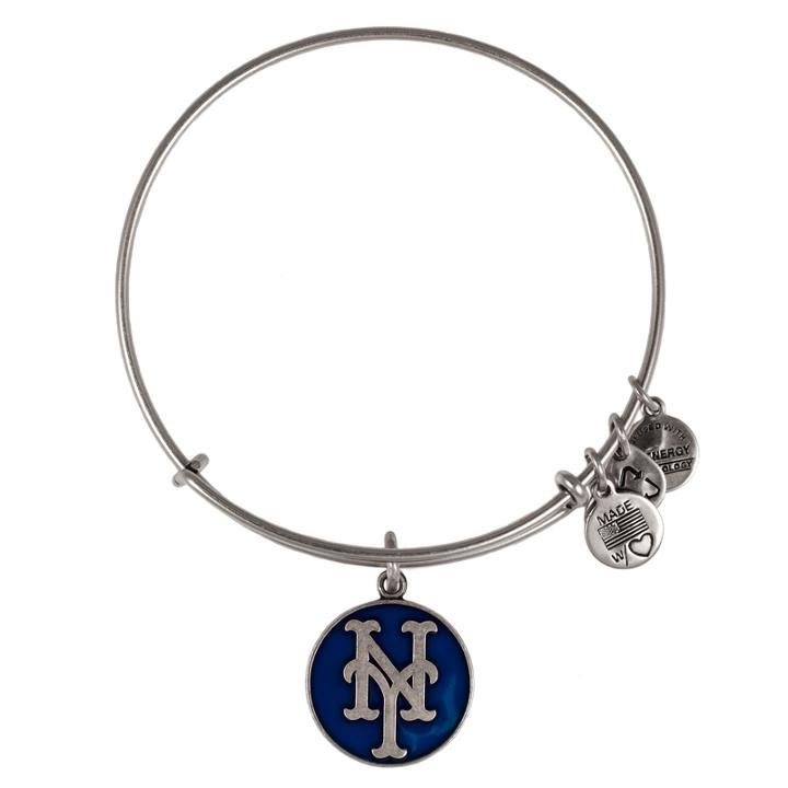 Alex And Ani Blue New York Mets  Cap Logo Charm Bangle, Rafaelian Silver Finish