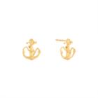 Alex And Ani Anchor Post Earrings, 14kt Gold Plated