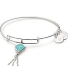 Alex And Ani Blue Inspiration In Flight Charm Bangle Flying Kites, Shiny Silver Finish