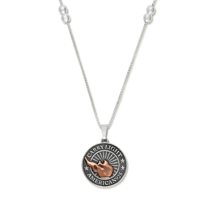 Alex And Ani Liberty Copper Carry Light  Necklace, Medium, Sterling Silver