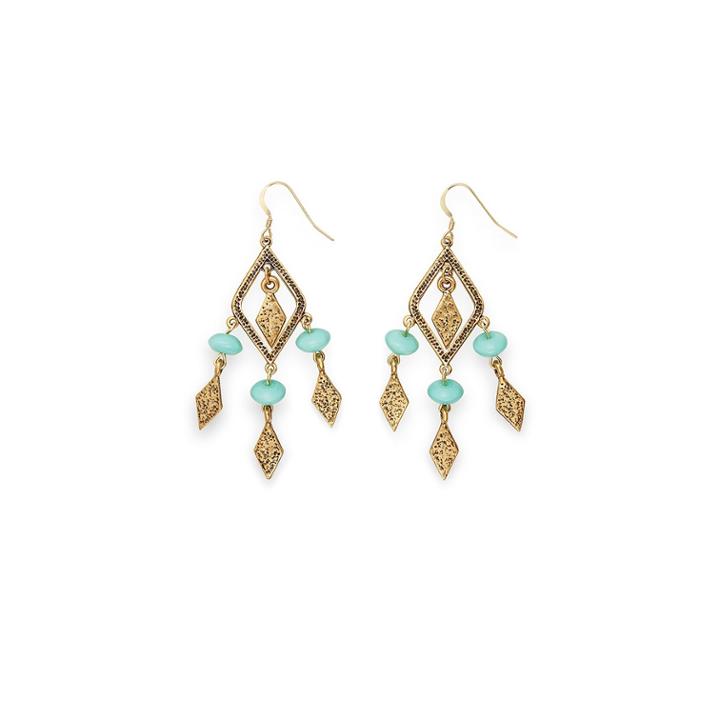 Alex And Ani Ocean Spearhead Earrings, Rafaelian Gold Finish