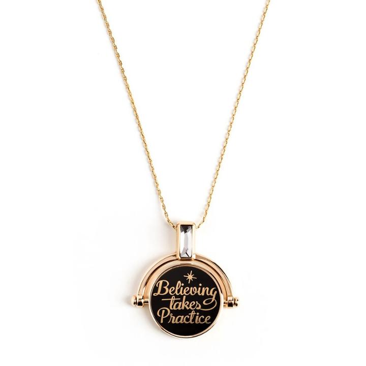 Alex And Ani Disney  Believing Takes Practice Spinner Expandable Necklace, Shiny Gold Finish