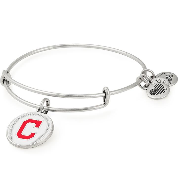 Alex And Ani Cleveland Indians Color Infusion Charm Bangle, Rafaelian Silver Finish