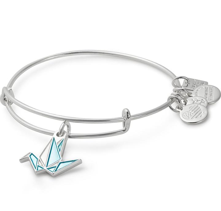 Alex And Ani Paper Crane Charm Bangle National Network To End Domestic Violence, Shiny Silver Finish