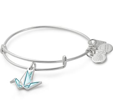 Alex And Ani Paper Crane Charm Bangle National Network To End Domestic Violence, Shiny Silver Finish