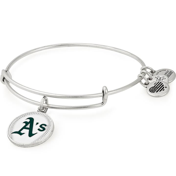 Alex And Ani Oakland Athletics Color Infusion Charm Bangle, Rafaelian Silver Finish