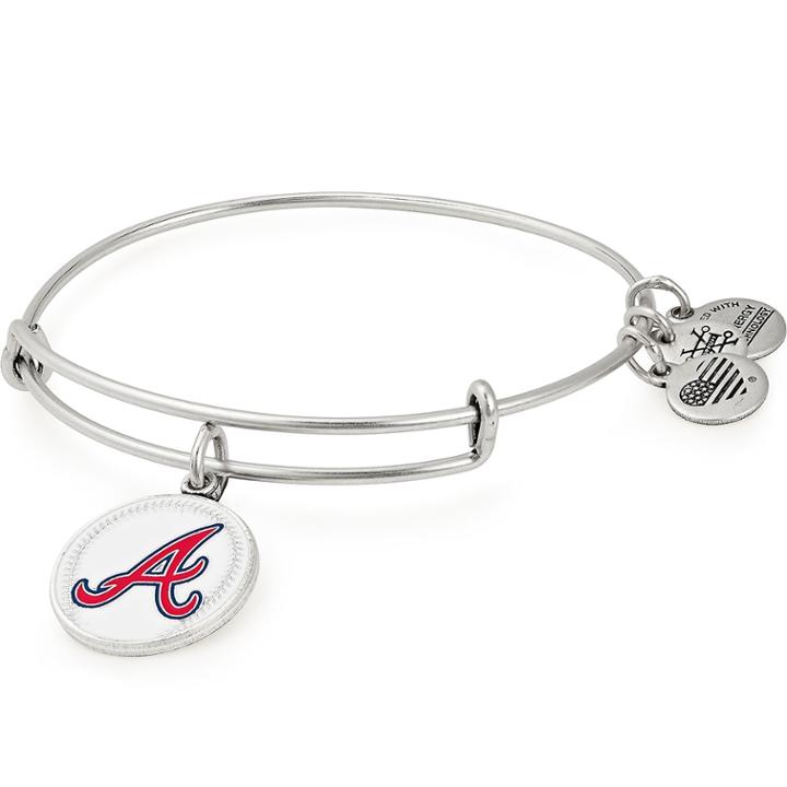 Alex And Ani Atlanta Braves Color Infusion Charm Bangle, Rafaelian Silver Finish