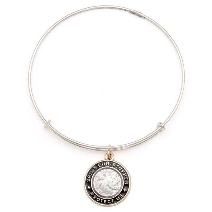 Alex And Ani Black Saint Christopher Charm Bangle