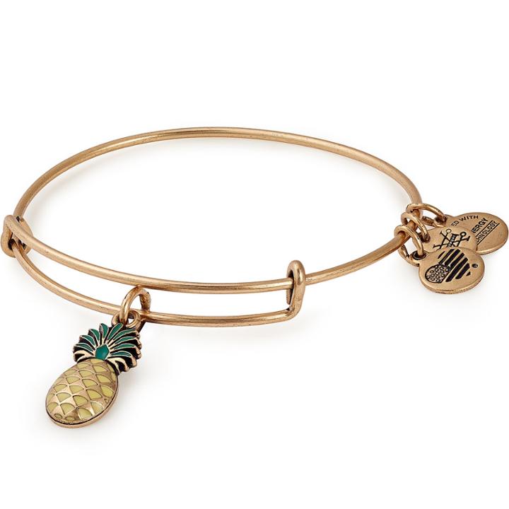 Alex And Ani Pineapple Color Infusion Charm Bangle, Rafaelian Gold Finish