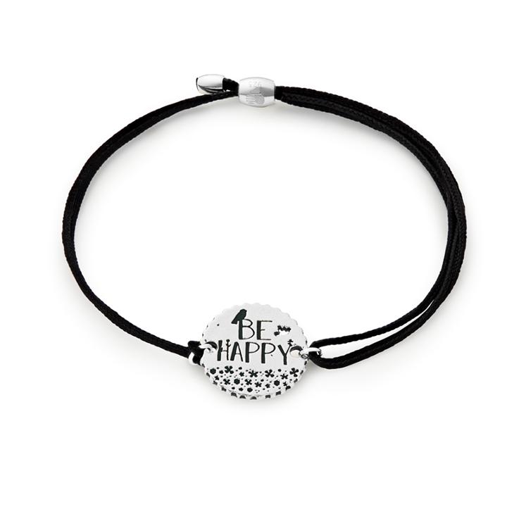 Alex And Ani Be Happy Pull Cord Bracelet, Sterling Silver