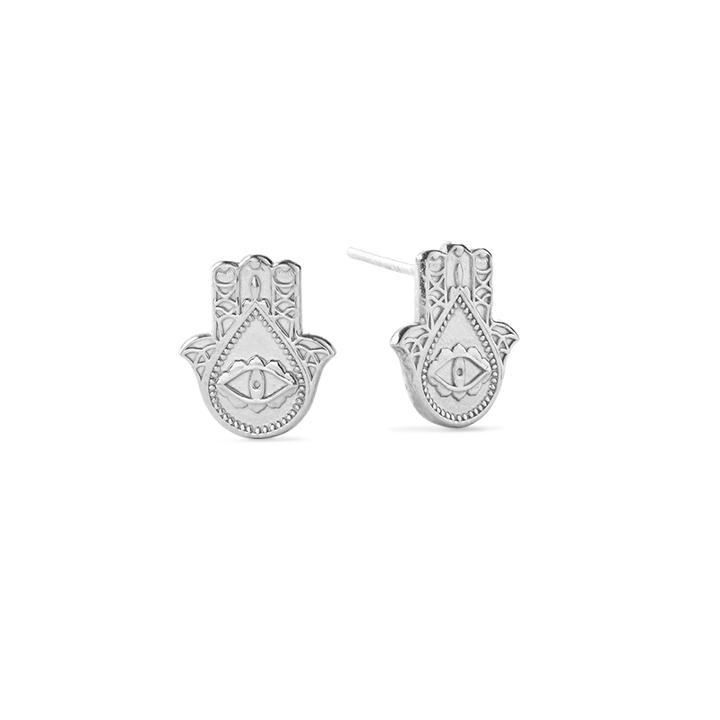 Alex And Ani Hand Of Fatima Post Earrings, Sterling Silver