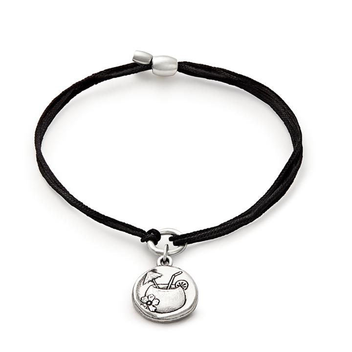 Alex And Ani Tropical Drink Pull Cord Bracelet, Rafaelian Silver Finish