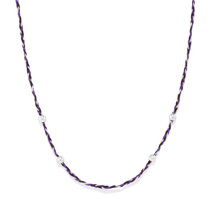 Alex And Ani Inky Purple Precious Threads Expandable Necklace, Sterling Silver