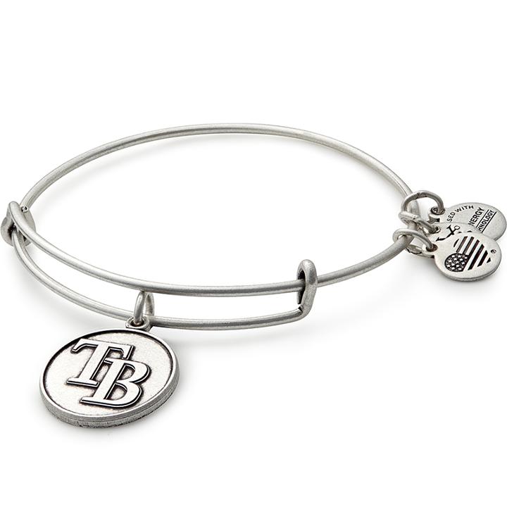 Alex And Ani Tampa Bay Rays  Cap Logo Charm Bangle, Rafaelian Silver Finish