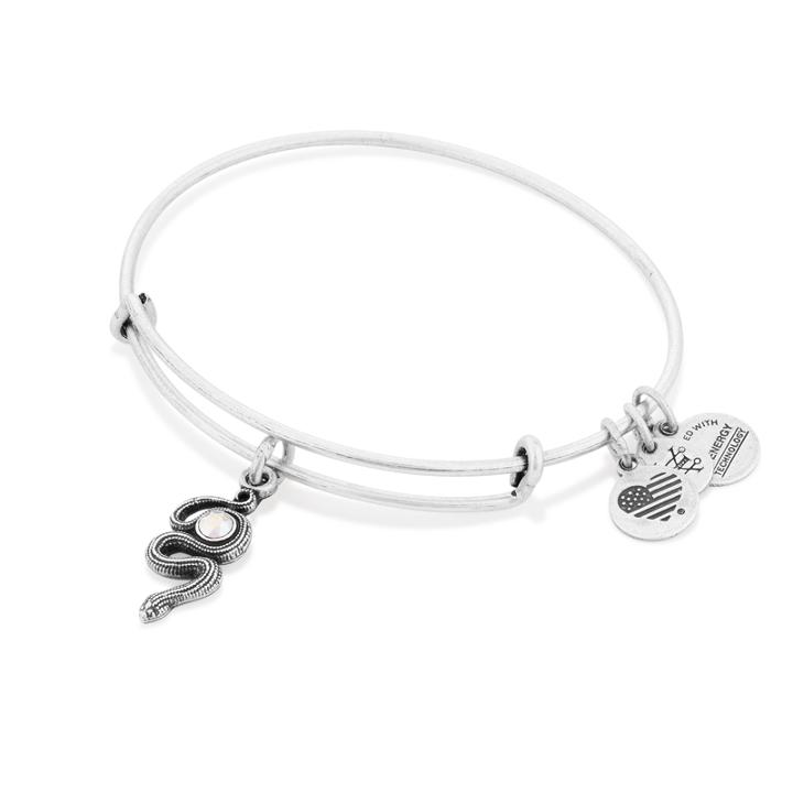 Alex And Ani Snake Charm Bangle, Rafaelian Silver Finish