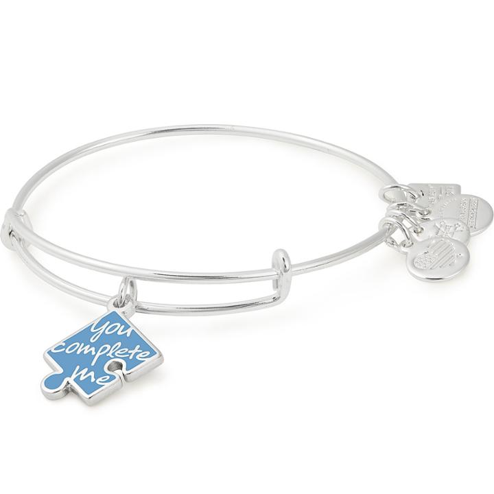Alex And Ani You Complete Me Charm Bangle National Autism Association, Shiny Silver Finish