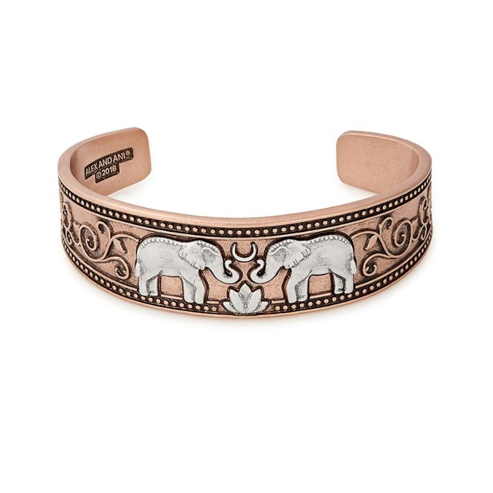 Alex And Ani Elephant Two Tone Cuff, Rafaelian Rose Gold Finish