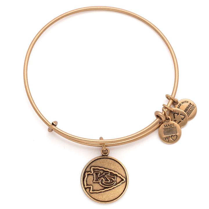 Alex And Ani Kansas City Chiefs Logo Charm Bangle, Rafaelian Gold Finish
