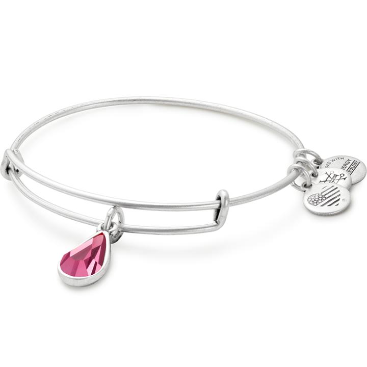 Alex And Ani October Birth Month Charm Bangle With Swarovski  Crystal, Rafaelian Silver Finish