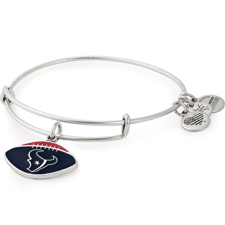 Alex And Ani Houston Texans Football Color Infusion Charm Bangle, Rafaelian Silver Finish