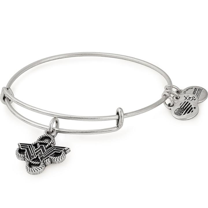 Alex And Ani Wonder Woman Lasso Knot Charm Bangle, Rafaelian Silver Finish