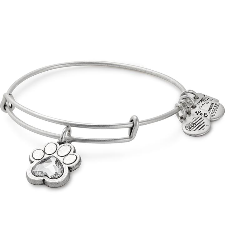Alex And Ani Prints Of Love Charm Bangle Aspca, Rafaelian Silver Finish