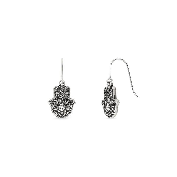 Alex And Ani Hand Of Fatima Hook Earrings, Rafaelian Silver Finish