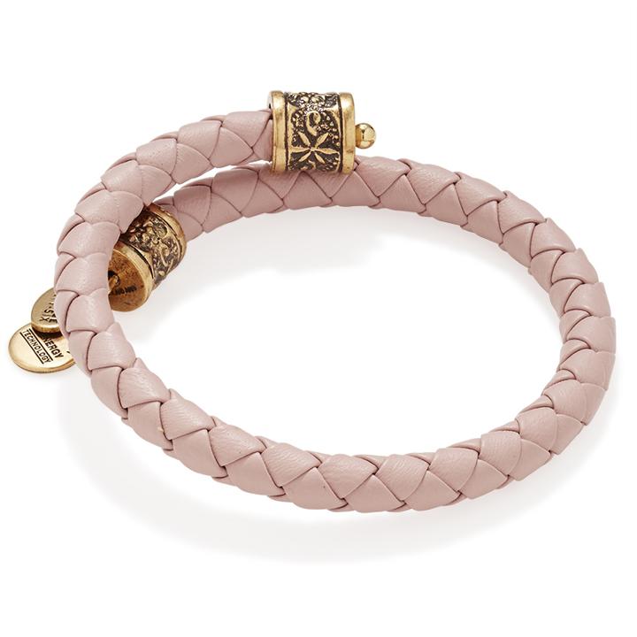Alex And Ani Begonia Braided Leather Wrap, Rafaelian Gold Finish