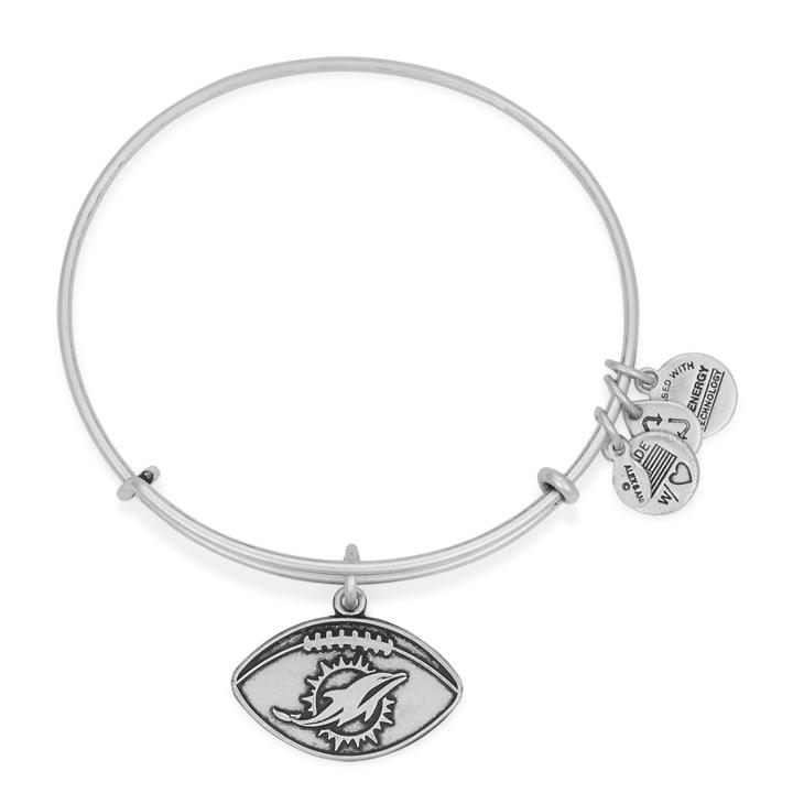 Alex And Ani Miami Dolphins Football Charm Bangle, Rafaelian Silver Finish