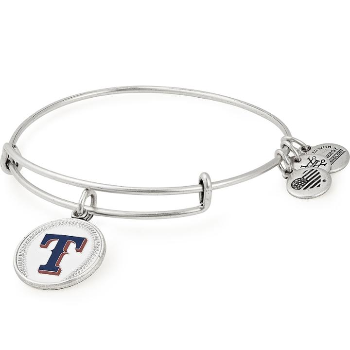 Alex And Ani Texas Rangers Color Infusion Charm Bangle, Rafaelian Silver Finish